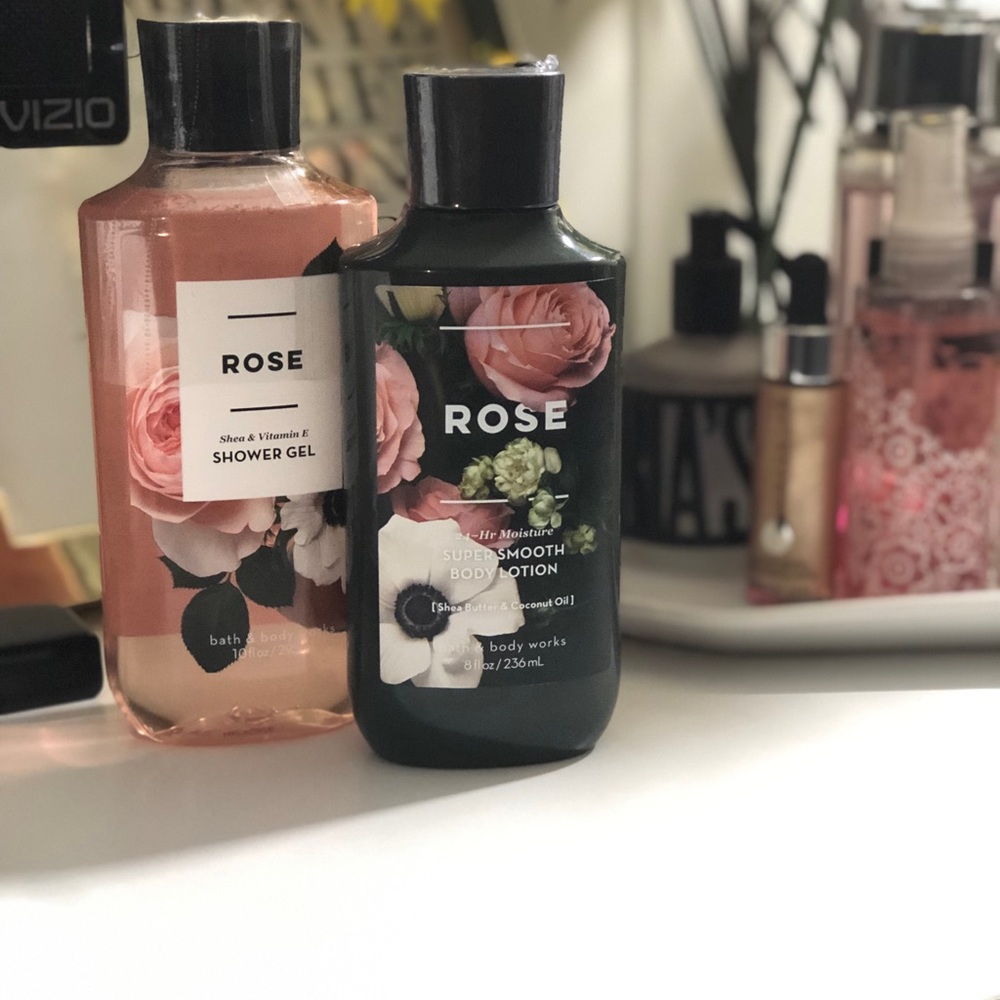 Bath and body work rose body wash and lotion